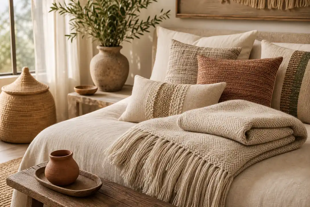 Woven throws and tactile soft goods.